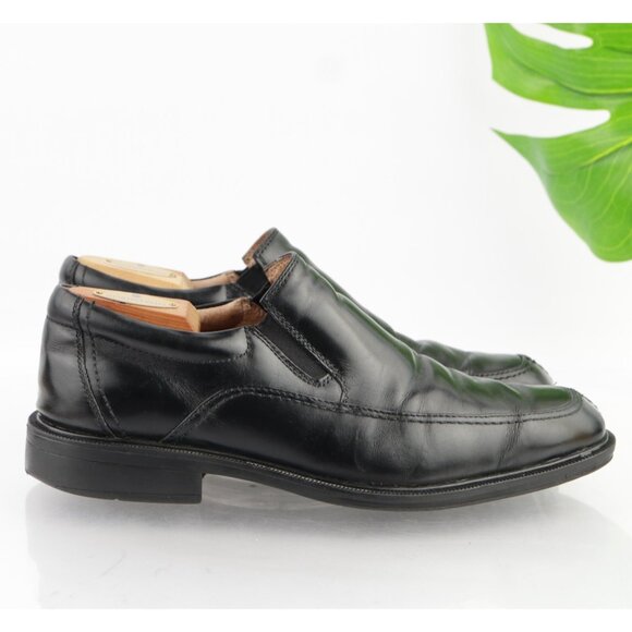 Florsheim Men Bogan Loafer Size 8.5 D Black Leather Split Toe Slip On Dress Shoe - Picture 1 of 11